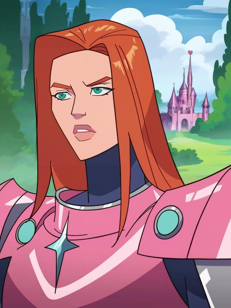 11852-2915563522-2429-_lora_Atomic_EvaV2_0.9_ a_e, 1girl, ginger long hair, green eyes, pink lips,    ((steel knight armor)), castle background,, scor.png